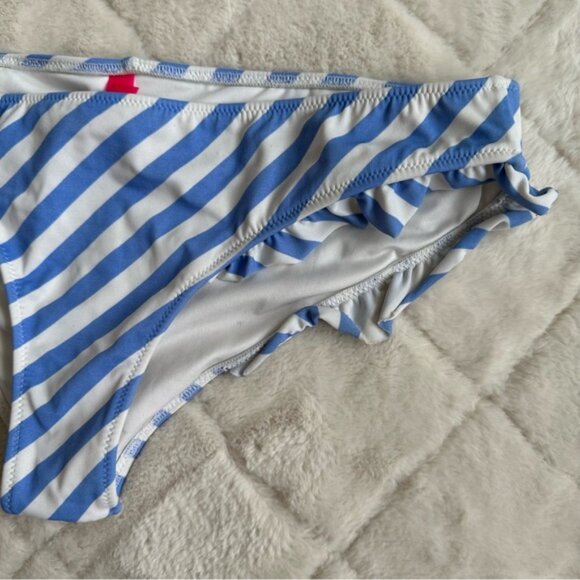 Victoria's Secret | Blue Stripe Ruffle Cheeky Bikini Bottoms | Size Medium - Picture 4 of 13